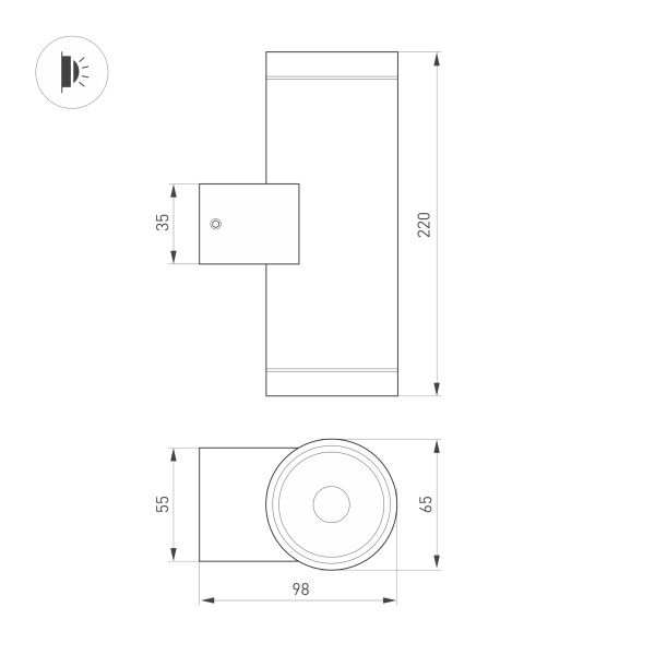 Светильник LGD-RAY-WALL-TWIN-R65-2x12W Warm3000 (GR, 6 deg, 230V) (Arlight, IP65 Металл, 3 года)