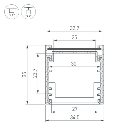 Профиль LINE-3535-BENT-SIDE-2000 ANOD (Arlight, Алюминий)