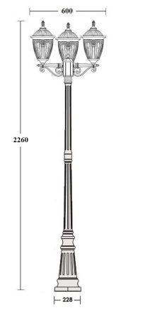 Фонарный столб YAOHUA LUX, Черный, Классика, 86309B 02 Bl