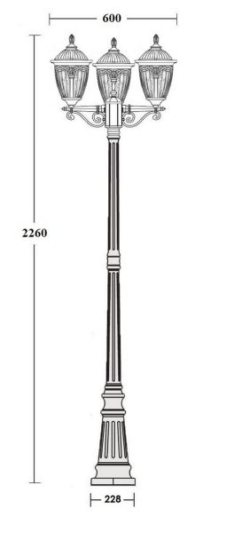 Фонарный столб YAOHUA LUX, Черный, Классика, 86309B 02 Bl