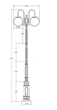 Фонарный столб YAOHUA LUX, Черный, Классика, 88210LA/10/E7/down Bl