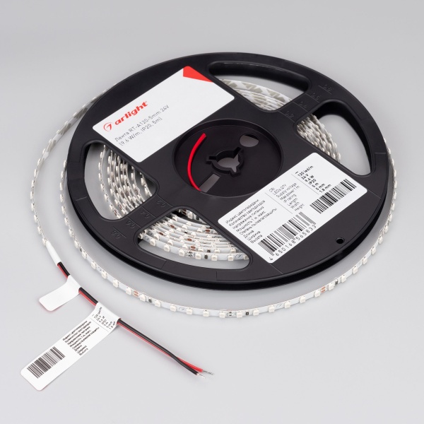 Лента RT-A120-5mm 24V Green (9.6 W/m, IP20, 3528, 5m) (Arlight, узкая)