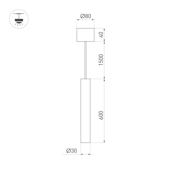 Светильник SP-PIPE-HANG-L600-R30-9W Warm3000 (GD, 24 deg, 230V) (Arlight, IP20 Металл, 3 года)