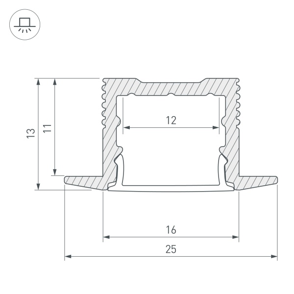 Профиль SL-SLIM-H13M-F25-2000 BLACK (Arlight, Алюминий)