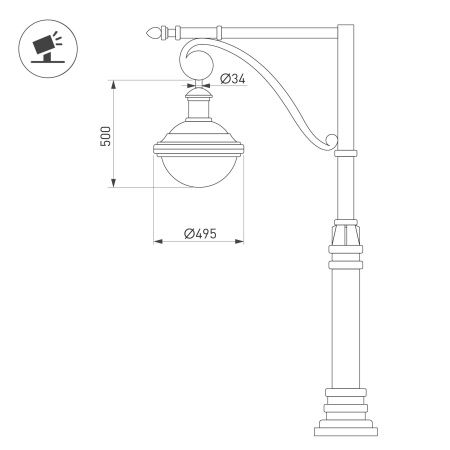Светильник OXOR-AMPIL-BUE - 495x500-100W Day4000 (BK, 120 deg, 230V) IP65 (Arlight, IP65 Металл, 3 года)
