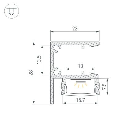 Профиль WALL-2228-2000 ANOD BLACK (Arlight, Алюминий)