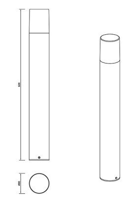 Светильник садово-парковый "Рио", G1637-600, 1*Е27 40W h=0.6m IP44, черный