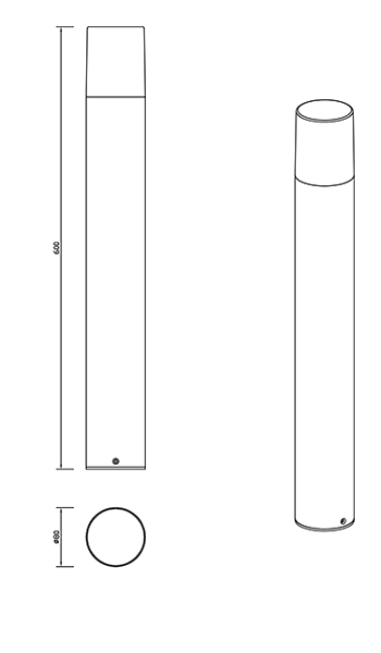 Светильник садово-парковый "Рио", G1637-600, 1*Е27 40W h=0.6m IP44, черный