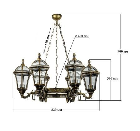 Подвесной светильник YAOHUA LUX, Черный с золотом матовым (black/gold), Классика, 95270S/6/15s st 40 Gb
