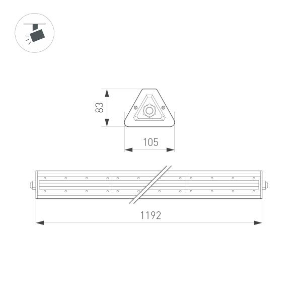 Светильник SP-LAGERN-L1200-200W Day4000 (WH, 50х90 deg, 230V) (Arlight, IP65 Металл, 5 лет)