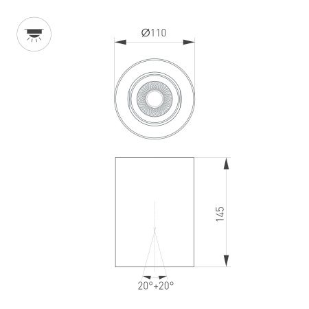 Светильник SP-FOCUS-R110-18W Day4000 (BK, 36 deg, 230V) (Arlight, IP54 Металл, 5 лет)