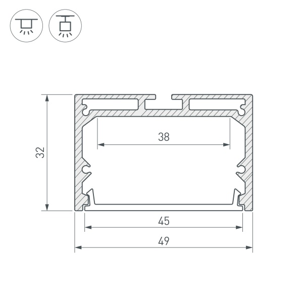 Профиль с экраном SL-LINE-4932-2500 BLACK+OPAL (Arlight, Алюминий)
